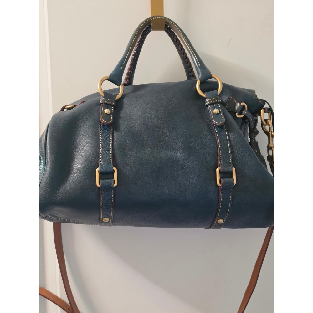Dooney & Bourke Florentine Teal  Leather Satchel Crossbody Bag Tassel Handbag - Picture 5 of 10